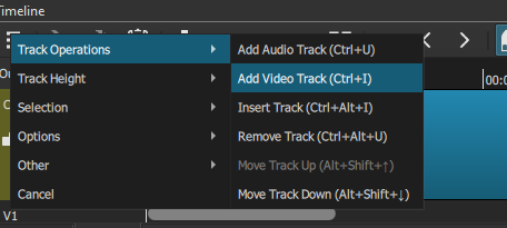 Create a video track on the timeline panel